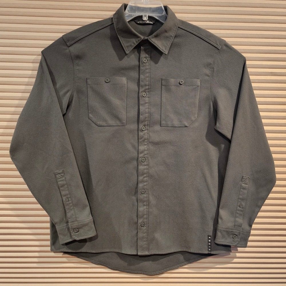 Sitka Gear Riser Work Shirt Mens XL Gray Long Sleeve Button Up Polygiene